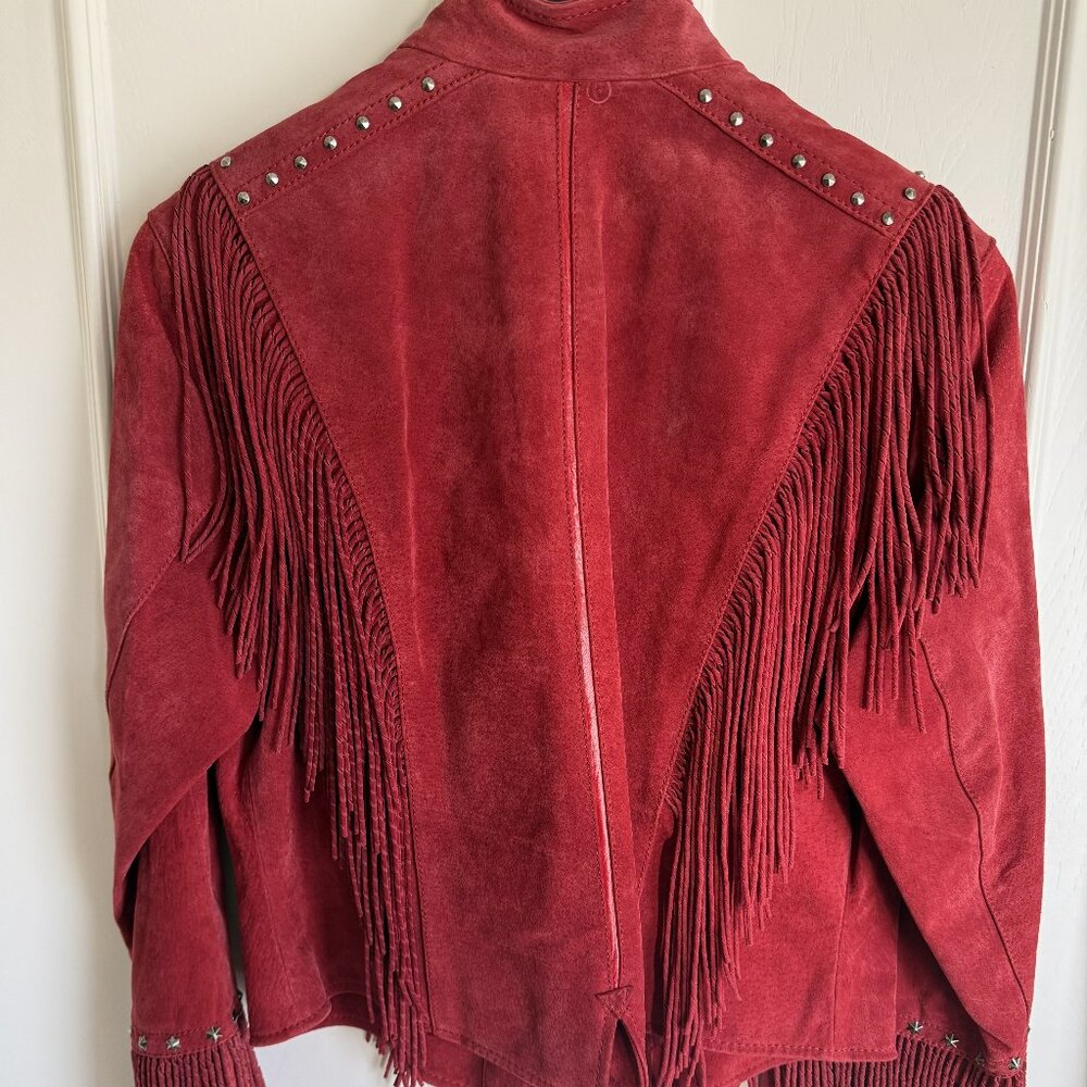 Cripple Creek Red Suede Fring Jacket Size XL - Picture 2 of 7